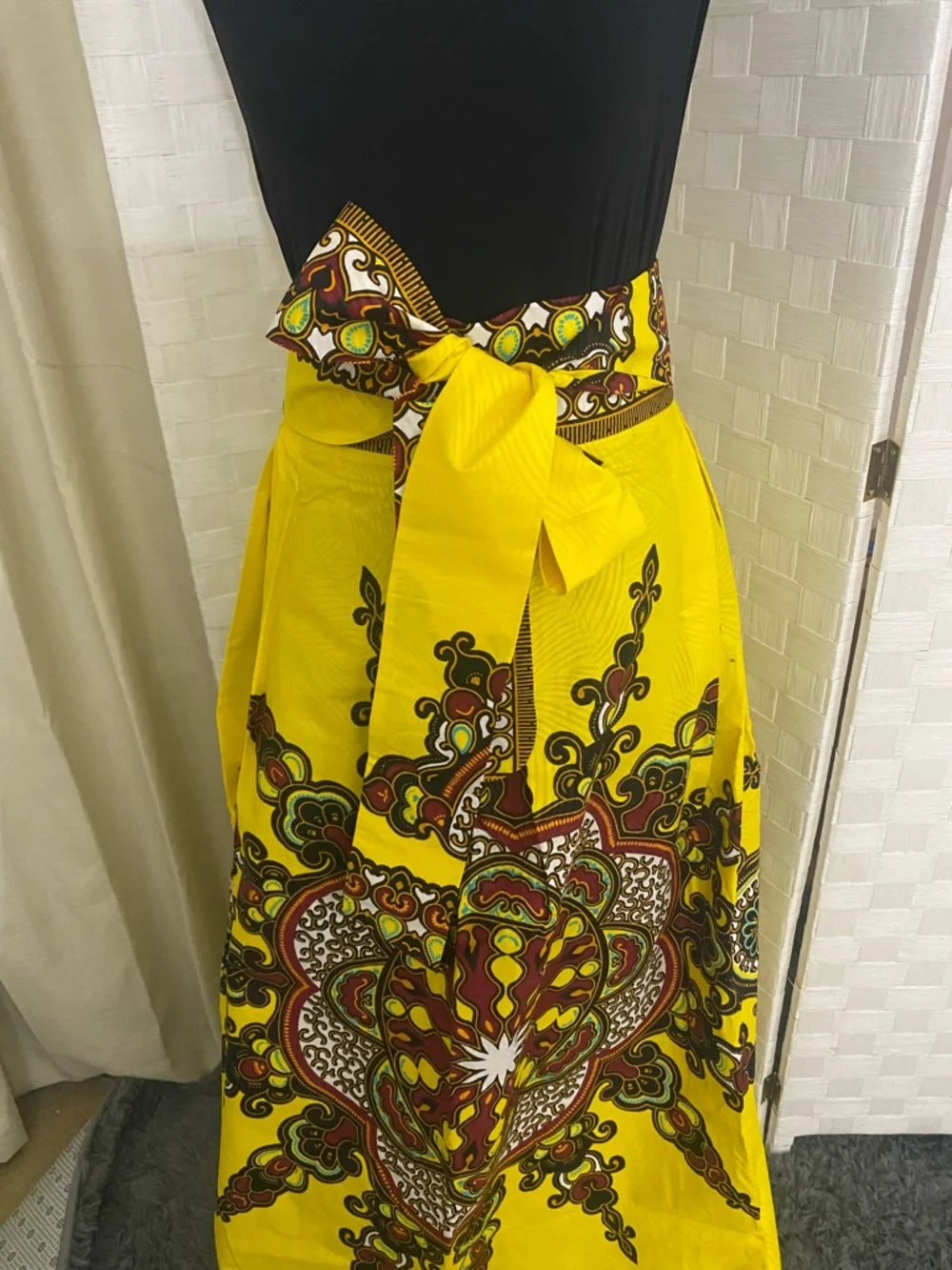 Vibrant Yellow African Print Maxi Skirt - Picture 5 of 9